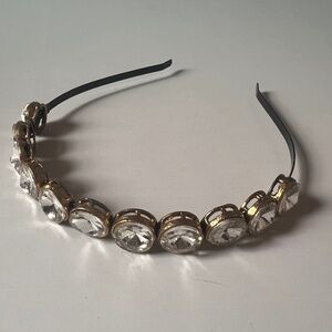 Clear Crystal in Brass Thin Headband - Handmade
